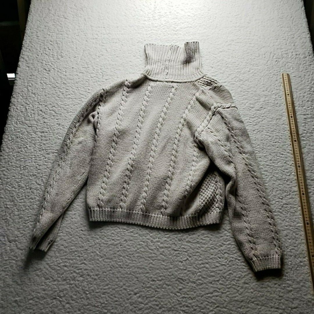 Wainscott Sweater Womens Large Beige Turtleneck Cable Knit Pullover Long Sleeve